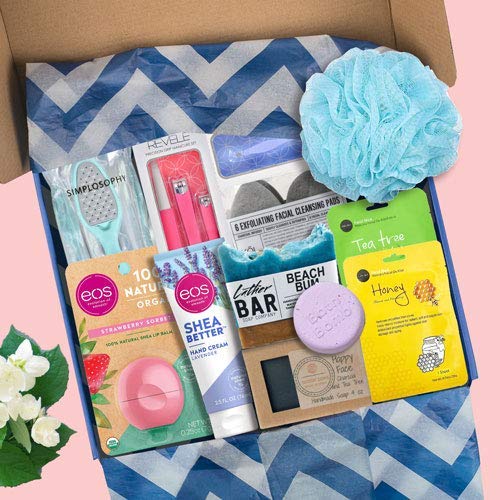 Women's Study Break Gift Box (11 Item Gift Set) Soaps, Lotion, Bath Bomb, Loofah, Face Masks, Foot Care & More - My College Crate