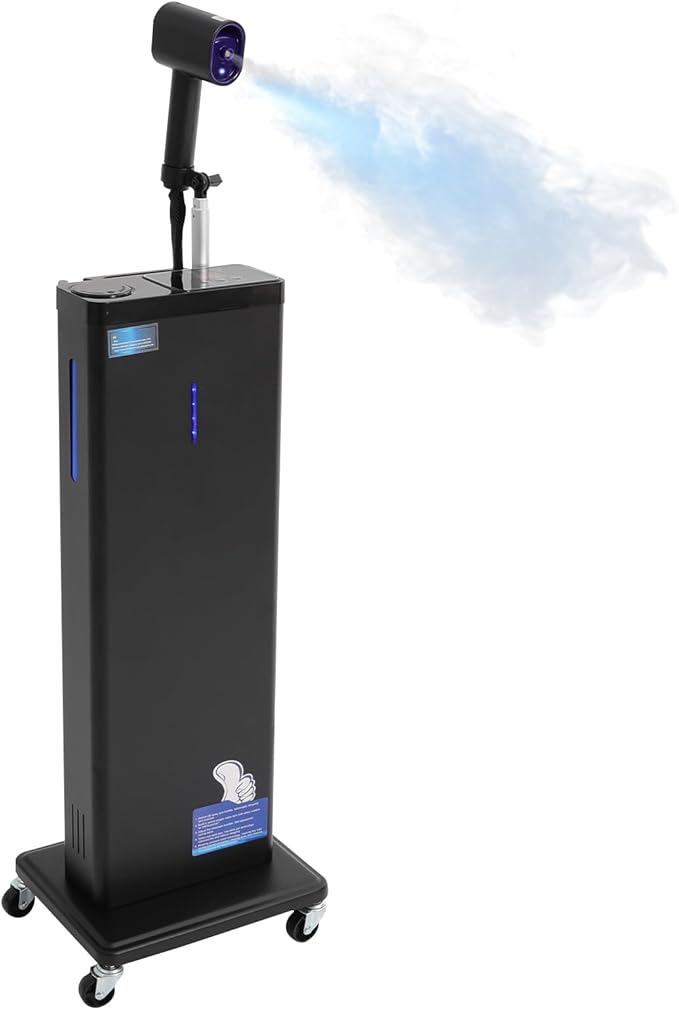 Nano Mist Hair Steamer, 1300W Multifunctional Professional Micro Mist Hair Processor w/ 360°Swivel Wheels & Control Panel,9-Gear Adjustable High Sealing Steamer for Hair Deep Care Repair Salon Spa