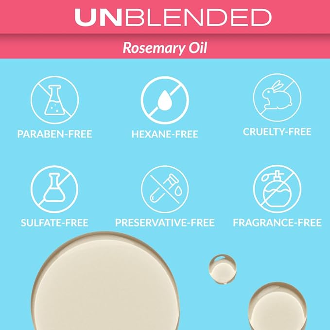 UNBLENDED Rosemary Oil 100% Pure & Natural – For Hair Growth, Scalp Care & Skin – 60ml / 2oz