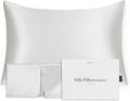 FluffCo 100% Pure Mulberry Silk Pillowcase - Queen Size | Luxurious Cooling Pillowcase for Hair & Skin Care | 22 Momme Natural Silk Body Pillowcase for Standard US Bedding (Silver)