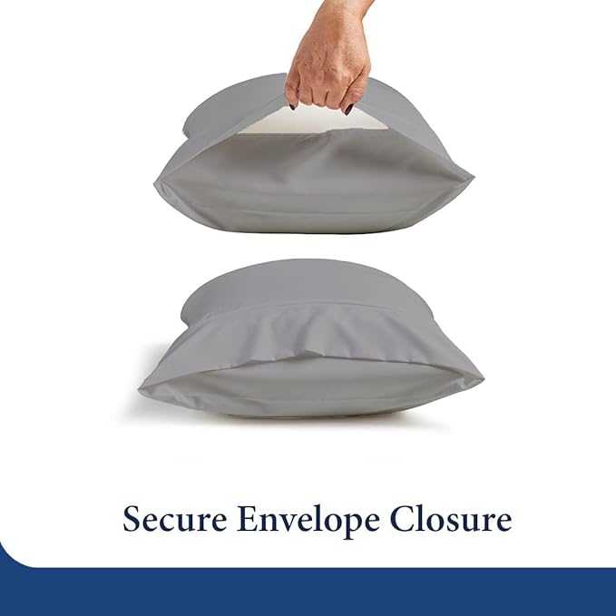 SKY BEDDINGS King Pillowcase Set of 2 - Soft Brushed Microfiber Pillow Cases with Envelope Clouser - Wrinkle-Free, Fade-Resistant Pillow Covers - 20 x 40 Inches, Light Grey