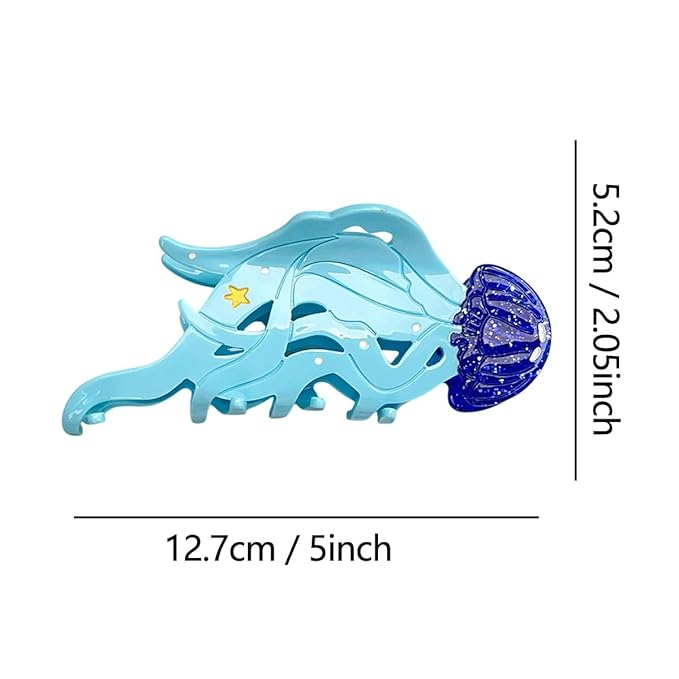 Cute Blue Jellyfish Hair Clip,Funny Acetate Claw Clips for Women