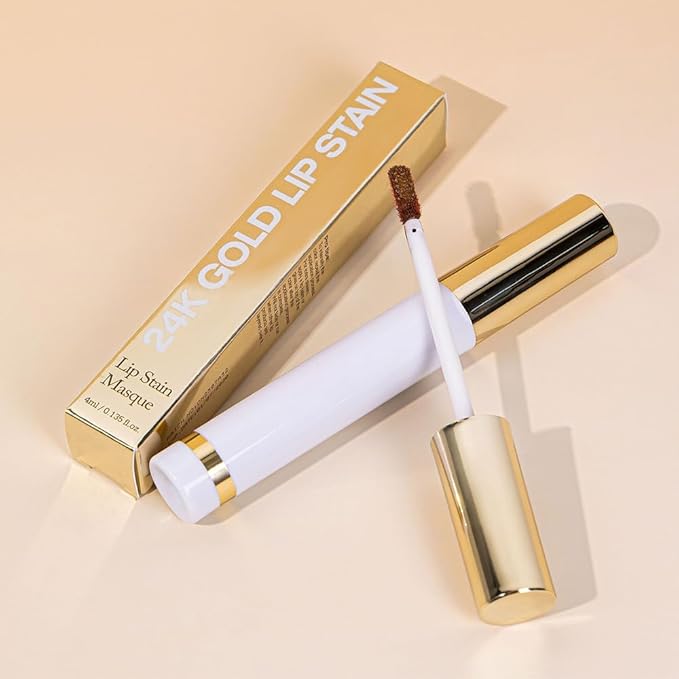 2025 New 24K Gold Liquid Lip Gloss Peel Off Lip Stain Tattoo with Tweezer, Ruby Red Lips Stain Peel Off Masque, Long Lasting Waterproof Lip Tint Stain, Transfer-proof for All Skin Types 03#