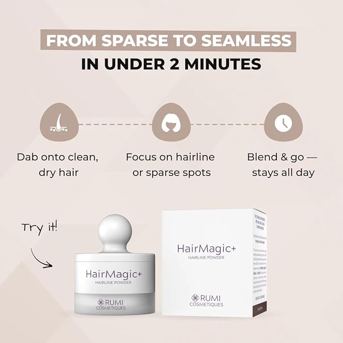 Rumi Cosmetiques HairMagic+ Root Touch Up Powder – Instant Gray Hair Coverage & Hairline Filler – Water-Resistant, Natural Finish, Nourishing Formula with Argan Oil & Vitamin E (Platinum Blonde)
