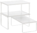 SONGMICS Cabinet Organizer Shelf, Set of 3 Kitchen Counter Shelves, Kitchen Storage, Spice Rack, Stackable, Expandable, Snow White and Matte White UKCS220W01