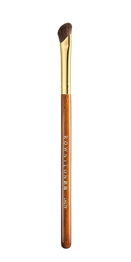 Desert Oak Series Nose Contour Brush - Angled Pony Hair Bristles for Seamless Sculpting, Dual-Use with Cream/Powder, Ebana Handle & Brass Ferrule (CM 179)