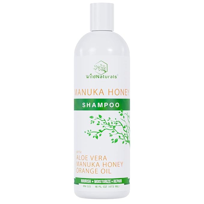 Eczema Manuka Honey Shampoo for Psoriasis and Dry, Itchy Scalp - Natural Hydrating Formula with Aloe Vera & Coconut Oil, Sulfate-Free