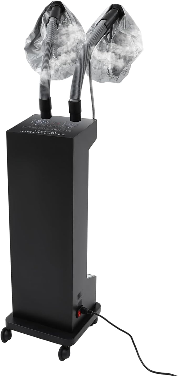 Professional Hair Steamer Machine with Adjustable Temperature,650W Hair Steamer,Dual Tube Steam Hair Care System,Salon Spa Equipment for Deep Hair Care Repair, Hair Styling (Black)