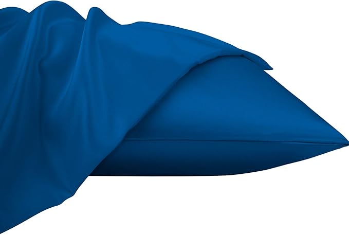NTBAY Zippered Satin Pillow Cases for Hair and Skin, Luxury Standard Hidden Zipper Pillowcases Set of 2, 20x26 Inches, Royal Blue