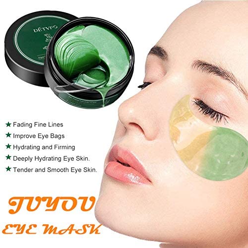 60Pcs Gel Crystal Collagen Eye Pads, Under Eye Mask for Moisturizing,Fine Lines, Dark Circles& Puffy Eyes Under Eye Patches (Green(Canned)