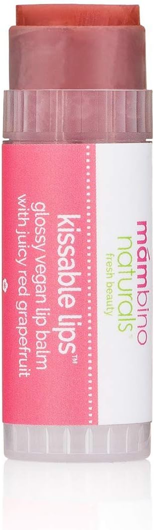 Mambino Organics Kissable Lip Balm, Moisturizing Glossy Vegan Lips, Juicy Red Grapefruit, 7 g