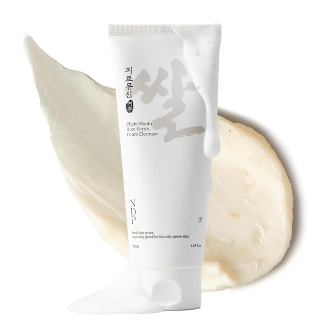 NDP Rice Mochi Deep Face Wash – Triple-Rice Airy Micro-Exfoliating Foam for Sensitive Skin, Phyto Mucin Hydration Shield, pH 5.5 Barrier-Safe Vegan Korean Skincare Cleanser, 4.05 fl oz (120 ml)