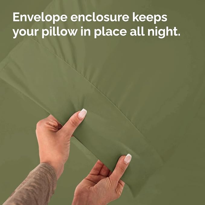 Queen Pillow Cases - 4 Pack - Super Soft Pillowcase Covers - Envelope Enclosure - Hotel Quality Pillow Protectors - Wrinkle Free, Shrink & Stain Resistant - Machine Washable - 20" x 30" (Sage Green)