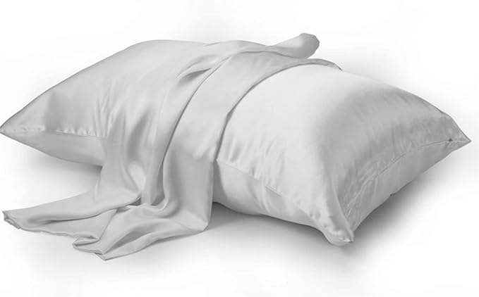 Gray Mulberry Silk Pillowcase King Size for Beauty Sleep - 22 Momme Hypoallergenic Silk Pillowcase for Hair and Skin, Zippered Closure, King Size Pillow Cases,1 Pc 20"x36" (King, Grey)