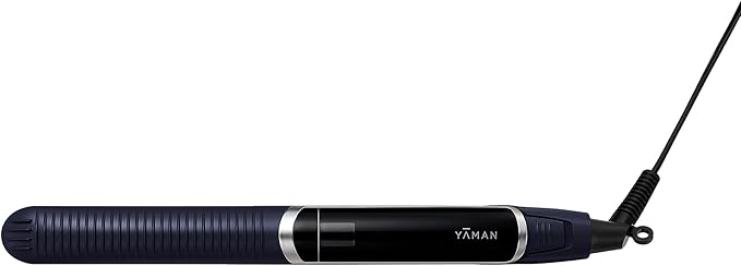 YA-MAN Spa Styler Straight + Wave Flat Iron Hair Straightener and Curler 2 in 1 - Advanced Japanese Technology, Dual Voltage, Titanium Tourmaline Plates with Red Light Therapy, 5 Heat Settings (Navy)