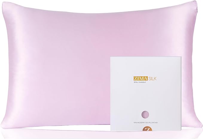ZIMASILK 100% Pure Mulberry Silk Pillowcase for Hair and Skin Health,Soft and Smooth,Both Sides Premium Grade 6A Silk,600 Thread Count,with Hidden Zipper,1pc (Queen 20''x30'',Light Purple)