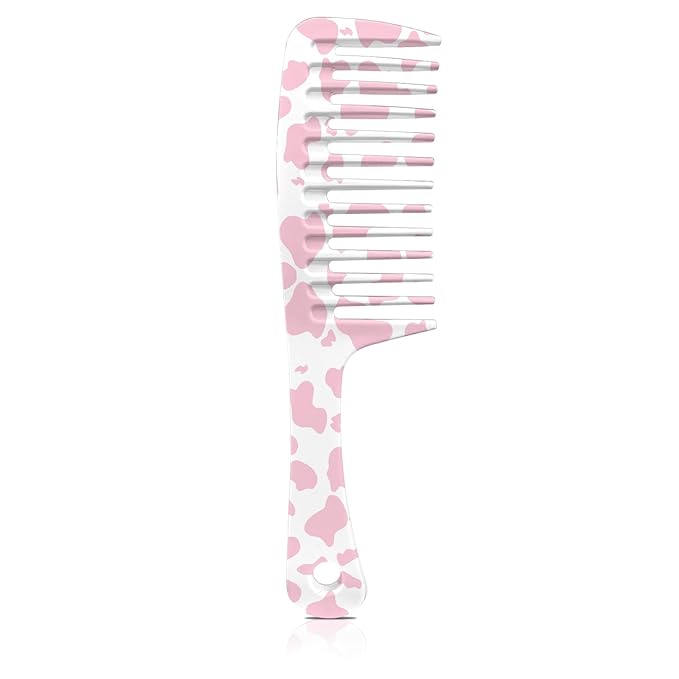 Wide Tooth Comb,Effortless Tangle Removal for Curly, Wet, Long Hair Wet,Cute Aesthetic Design for Women Men and Girls (Pink-11)