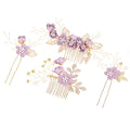 Wedding Flower Hair Accessories for Women, 4pcs Bridal Hair Pieces for Wedding - Bridal Headpiece Clip Comb with Flower & Rhinestone for Brides Bridesmaids Women Girls Updo