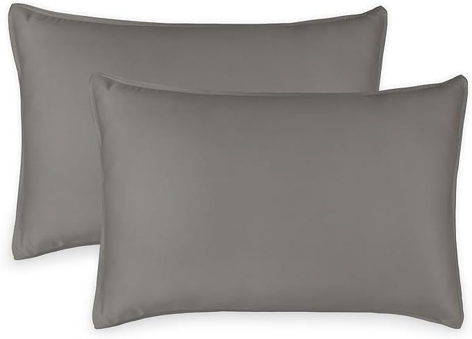 Queen Pillowcases by Pure Bamboo, Genuine 100% Organic Viscose Derived from Bamboo, Luxuriously Soft & Cooling, Double Stitching, Envelope Closure (2 Queen Pillowcases, Graphite)