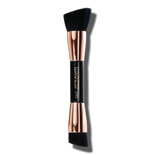 LUMINESS Dual-Sided Angled Buffing Brush - Cruelty-Free Synthetic Bristles Ideal for Foundation & Primer - Soft Fibers Gives Silky Touch on Skin & Creates Flawless Base with Perfect Finish