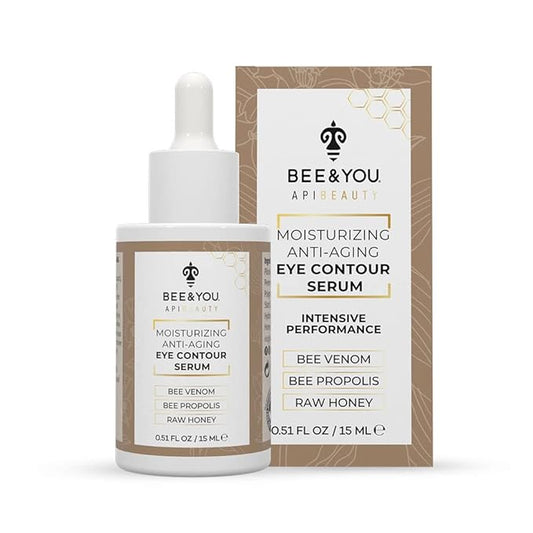 BEE and YOU Eye Cream, Anti Aging, Anti Wrinkle Serum 100% Natural with Bee Venom, Propolis Extract, Raw Honey, Hyaluronic Acid, For Dark Circles Under Eye Treatment and Puffiness, Skin Care, 15ml