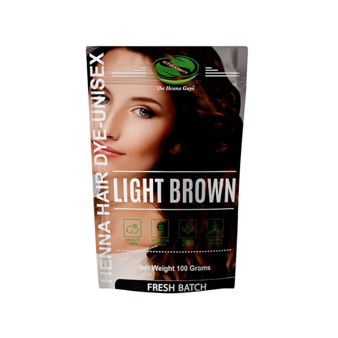 1 Pack Of Light Brown Henna Hair & Beard Color/Dye 100 Grams - Natural Hair Color, Plant-based Hair Dye - The Henna Guys