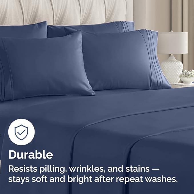 Queen Pillow Cases Set of 8 - Ultra Soft Hotel Quality Pillowcase Covers - Comfy, Cozy & Wrinkle Free - Shrink, Stain and Fade Resistant - Machine Washable Pillow Protectors - 8 Piece Set - Navy Blue