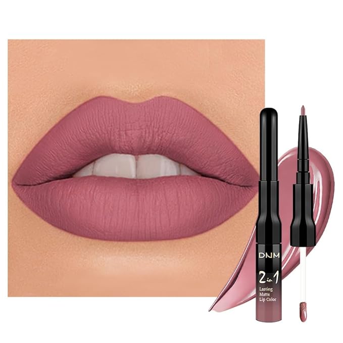 evpct 1Pcs Mauve Matte Lip Liner Stain Liquid Lipstick Makeup Set for Women, Mauve Lip Stick Liner Combo Long Lasting Waterproof, labiales matte mate larga duracion Long Wear 24 hours Lipstick, 34