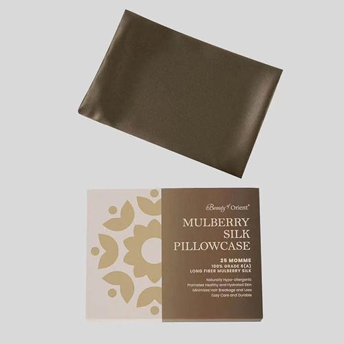 25 Momme Premium Mulberry Silk Pillowcase for Hair and Skin | Handcrafted Hypoallergenic & Anti-Acne Silk Pillow Cases with Zipper | Queen - 20" x 30", Chocolate