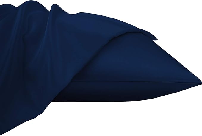 NTBAY Zippered Satin Pillow Cases for Hair and Skin, Luxury Standard Hidden Zipper Pillowcases Set of 2, 20x26 Inches, Navy Blue