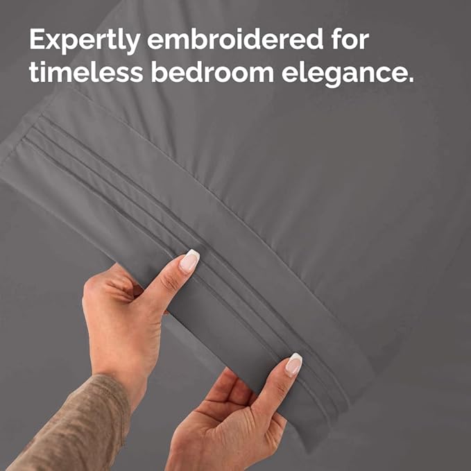 Queen Pillow Cases Set of 4 - Ultra Soft Hotel Quality Pillowcase Covers - Comfy, Cozy & Wrinkle Free - Shrinkage, Stain & Fade Resistant - Machine Washable Pillow Protectors - 4 Piece Set - Dark Grey