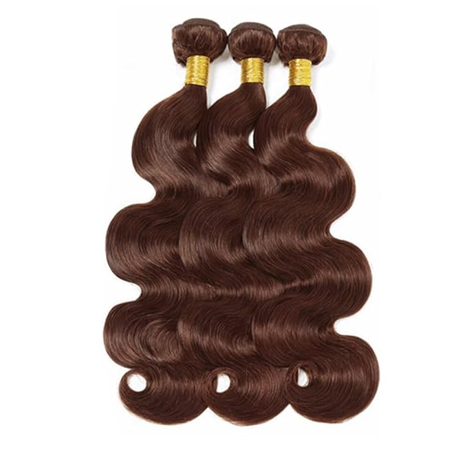 Color 4 Bundles Human Hair Chocolate Brown Body Wave Bundle Brazilian Virgin Soft and Silky Remy Hair 3 Bundles 14 16 18 Inch Niegmeag Light Brown Body Wave Bundle 300g