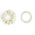22 Momme 100% Mulberry Silk Scrunchies (2 Pack, Cream White), Well-Hold Elastic for No-Damage, 6A, Soft Hair Ties, Reduces Frizz & Breakage, OEKO-TEX Certified