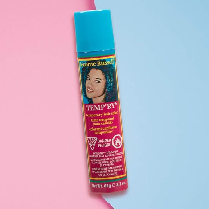 Jerome Russell Temporary Hair Color Spray, Blue Black - Intense Spray-On Temporary Hair Color, Fast-Drying, Non-Sticky, Travel Size Hair Dye for Instant Vivid Hair Color, 2.2 oz