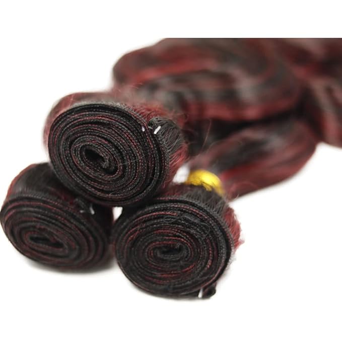 99j Bundles Human Hair Highlight Body Wave Bundles 16 16 16 Inch Niegmeag Brazilian Virgin Remy Hair Extensions Double Weft 2 Tone Red and Black Bundle Hair Weave