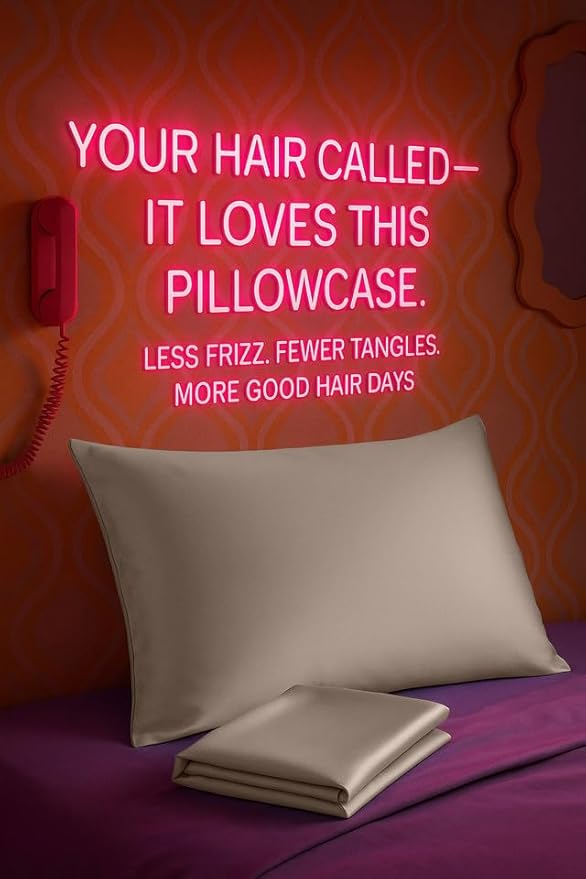 BLISSFORD Satin Pillowcase with Zipper, for Hair and Skin Care, Feels Soft and Cool Like a Silk Pillowcase, Satin Pillow Cases 2 Pack, Slik Pillow Cover, Pewter, King Size - Set of 2