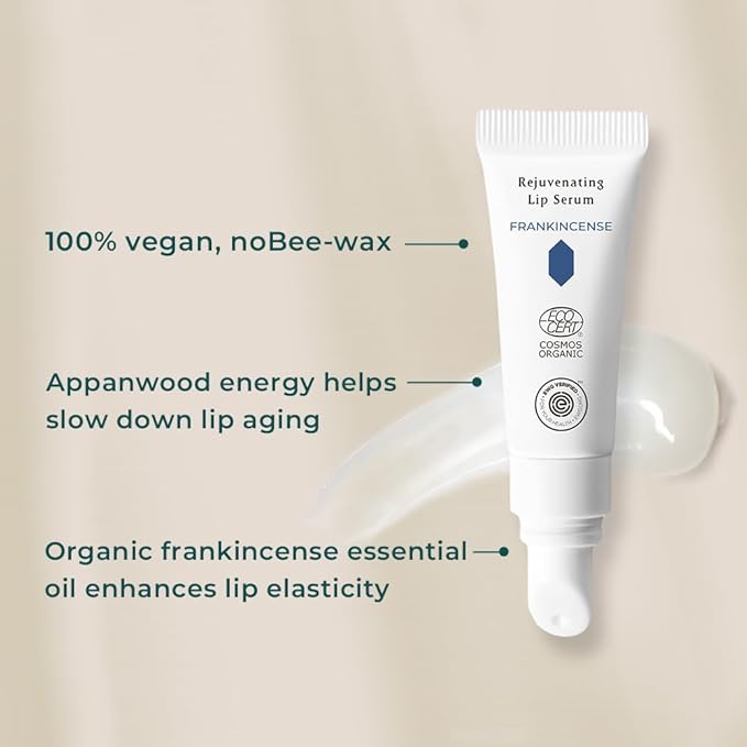 INNA Organic Lip Serum, Moisturizing, Fine Line Care & 100% Vegan, EWG & COSMOS Certified | Frankincense Essential Oils Infused Skin Care | Luxury Clean Beauty