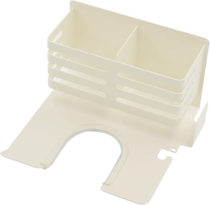 Hair Dryer Holder Wall Mounted with Tool Storage Compartment and Cord Organizer, Metal Blow Dryer Holder for Dyson Hair Dryers (Beige)