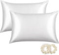 ALASKA BEAR Silk Pillowcase for Hair and Skin, Set of 2 Pure Genuine 22 Momme Mulberry Silk Pillow Cases King Size for Bliss Sleep Better Than Poly Satin, Zipper Closure(2pc, Cool White)