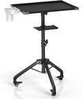 ZHOOGE Salon Tray Cart on Wheels with Stand Rack Tray, Premium Iron Alloy Tattoo Tray Height Adjustable Salon Service Tray with 360 Degree Mute Universal Tricycle for Tattoo Work, SPA and Dental Tray