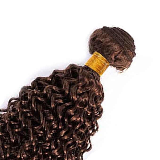 Color 4 Bundles Human Hair Brown Kinky Curly Bundles Brazilian Virgin Soft and Silky Remy Hair Single Bundle 22 Inch Double Weft Chocolate Brown Kinky Curly Bundle 100g