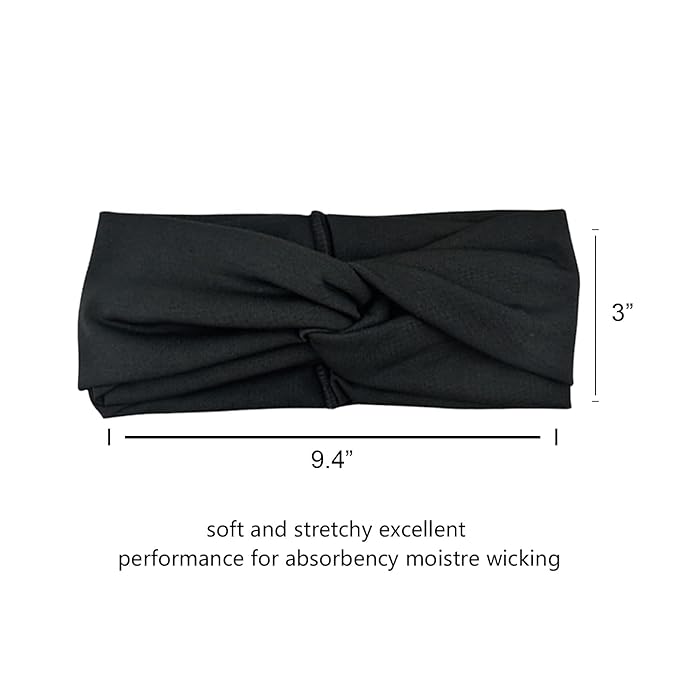 DRESHOW 4 Pack Headbands for Women Yoga Knotted Headbands Elastic Criss Cross Hair Accessories Sports Head Wrap Non Slip Black