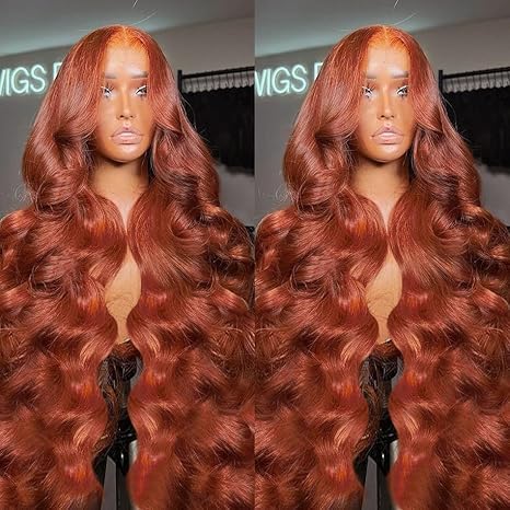 32 Inch Ginger Wig Human Hair 13X4 HD Transparent Lace Front Wigs Human Hair Pre Plucked with Baby Hair Chestnut Brown #33 Human Hair Wigs For Women