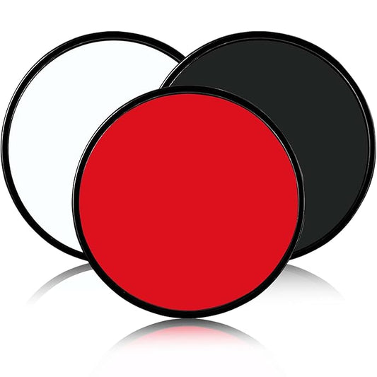 3 Pcs Halloween Face Paint Special Effects Makeup Kit,Water-based Black White Red Face Body Paint,Clown Cosplay SFX Joker Zombie White Makeup Professional Face Painting Kit for Adult