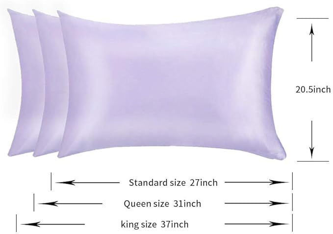 100% Mulberry Silk Pillowcases Set of 2 for Hair and Skin and Super Soft and Breathable Standard Size Nature Silk Pillowcases (Standard, Light Purple)
