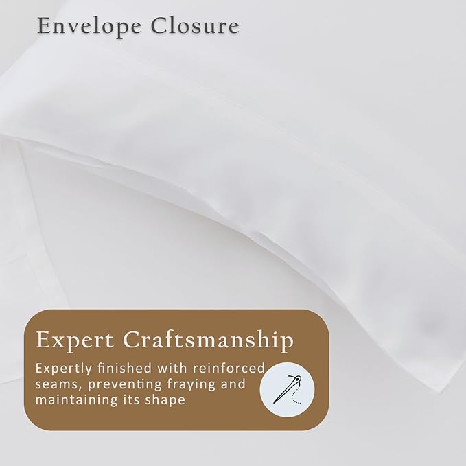 TOSMO Luxury Pillow Case Set of 2 - Cooling Viscose Derived from Bamboo, Oeko-TEX, Breathabl Silky Soft Pillow Cases with Envelope Closure (King / 20x36, Classic White)