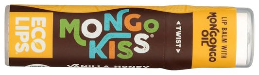 LIP BALM Mongo Kiss 6-Pack (6 tubes) Vanilla Honey by Eco Lips 100% Organic Beeswax & Cocoa Butter Lip Care with Organic Mongongo Oil - Soothe & Moisturize Dry and Cracked Lips - Made in USA
