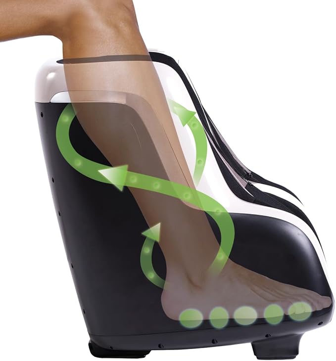 Human Touch Reflex SOL Foot & Calf Massager w/Heat - Plantar Fasciitis Relief + Circulation + Shiatsu Deep Kneading + Vibrating for Stress + Compression - Adjustable for Women and Men up to Size 12