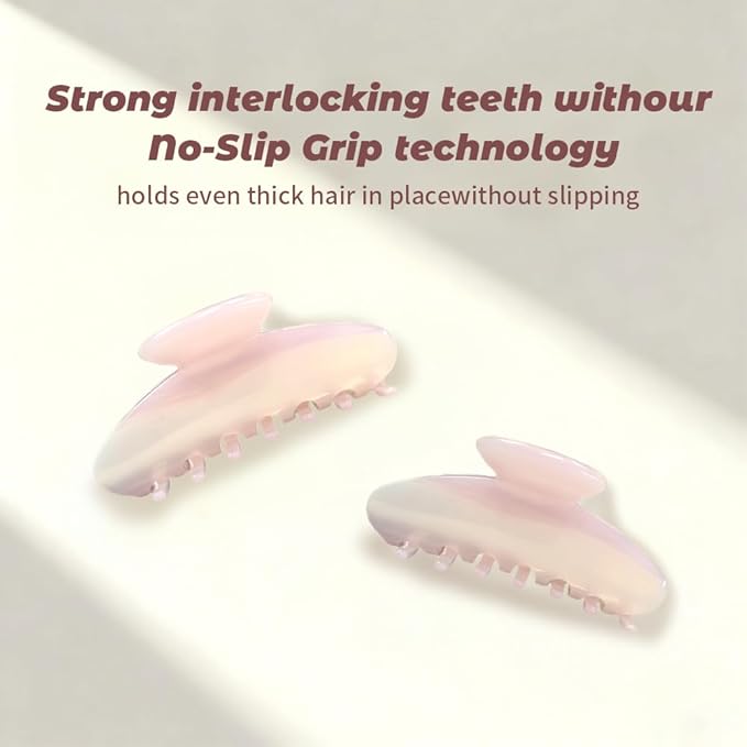 French Hair Claw Clips for Women Grils,4 Inch Strong Hold No Slip Grip Accessories Acetate material,not easily damaged,Thick or Thin Hair (Light Pink)