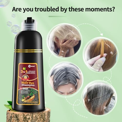 Hair Dye Shampoo, Leorx 3 In 1 Brown Color Shampoo Hair Dye For Refresh Hair Instant Herbal Coloring Shampoo For Women&Men - Tintes Para El Cabello Profesional - 16.9 oz